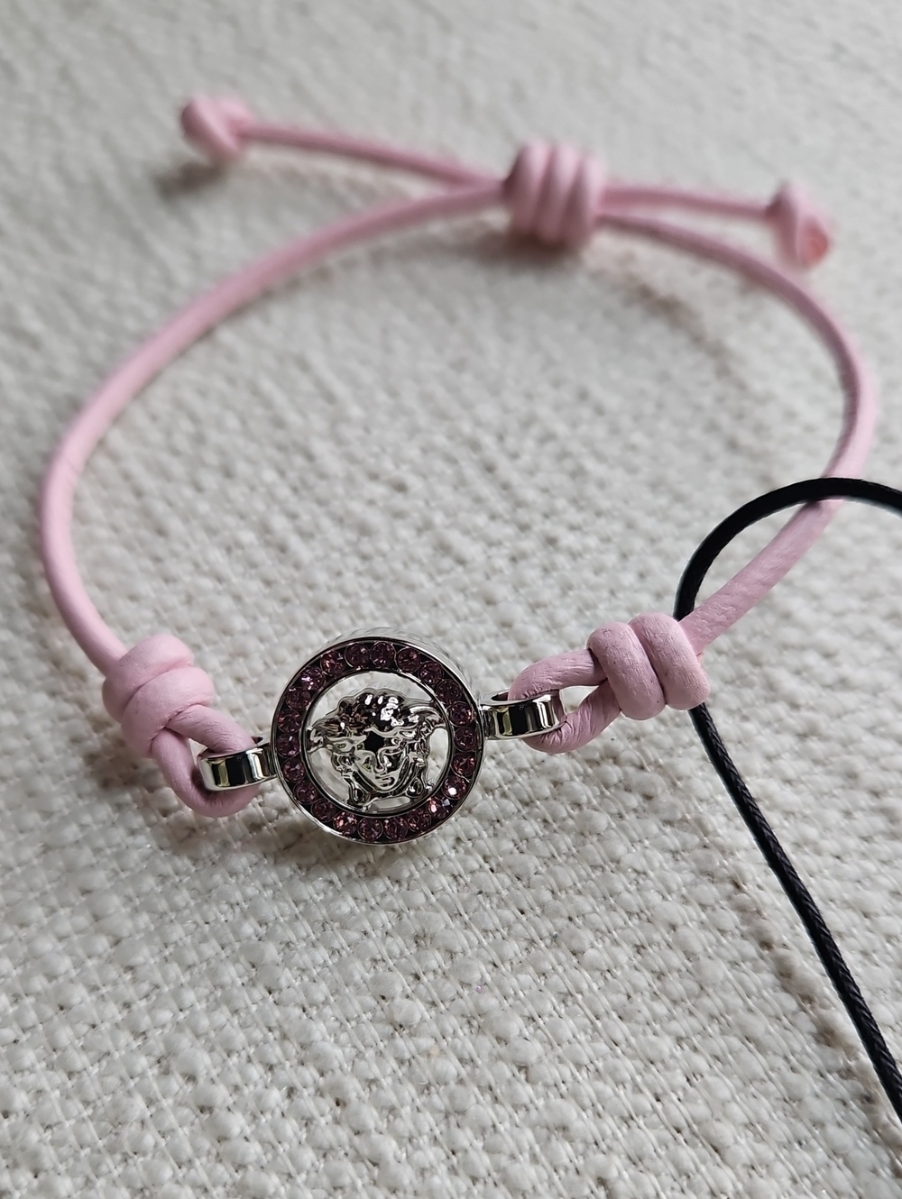 Versace Pink Leather Cord Bracelet